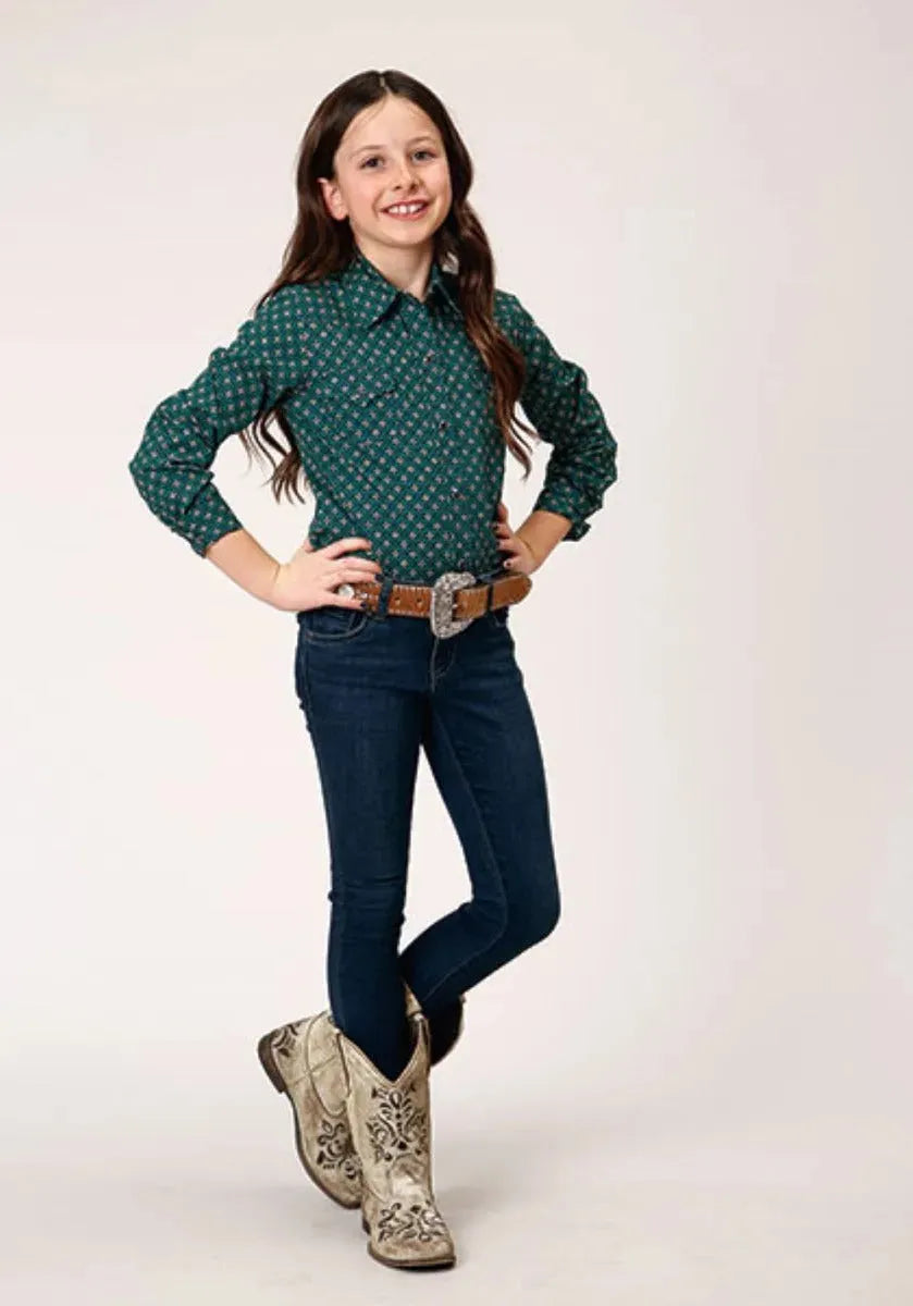 Roper Forest (Green) - Girl's Western Snap Shirts - Hatcountry