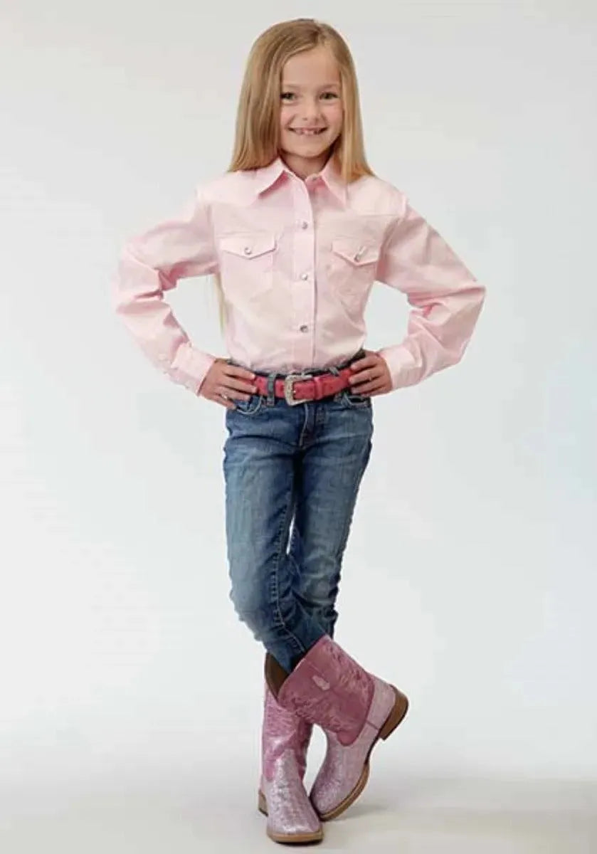 Roper Poplin (Pink) - Girl's Western Snap Shirts - Hatcountry