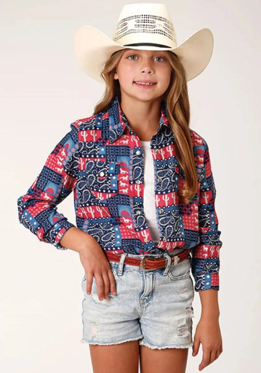 Roper Five Star (Bandana Print) - Girl's Western Snap Shirt - Hatcountry