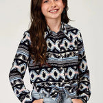 Roper Five Star (Navy Aztec) - Girl's Western Snap Shirt - Hatcountry