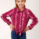 Roper Wine Aztec (Purple) - Girl's Western Snap Shirt - Hatcountry