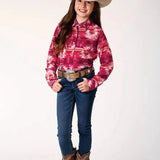 Roper Icon Aztec Print (Red) - Girl's Western Snap Shirt - Hatcountry
