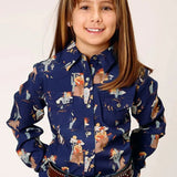 Roper Cowboy Toils (Blue) - Girl's Western Snap Shirt - Hatcountry