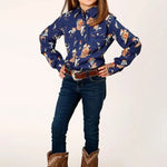 Roper Cowboy Toils (Blue) - Girl's Western Snap Shirt - Hatcountry