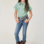 Roper Five Star Girls (Blue) - Girl's Western Snap Shirts - Hatcountry
