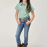 Roper Five Star Girls (Blue) - Girl's Western Snap Shirts - Hatcountry