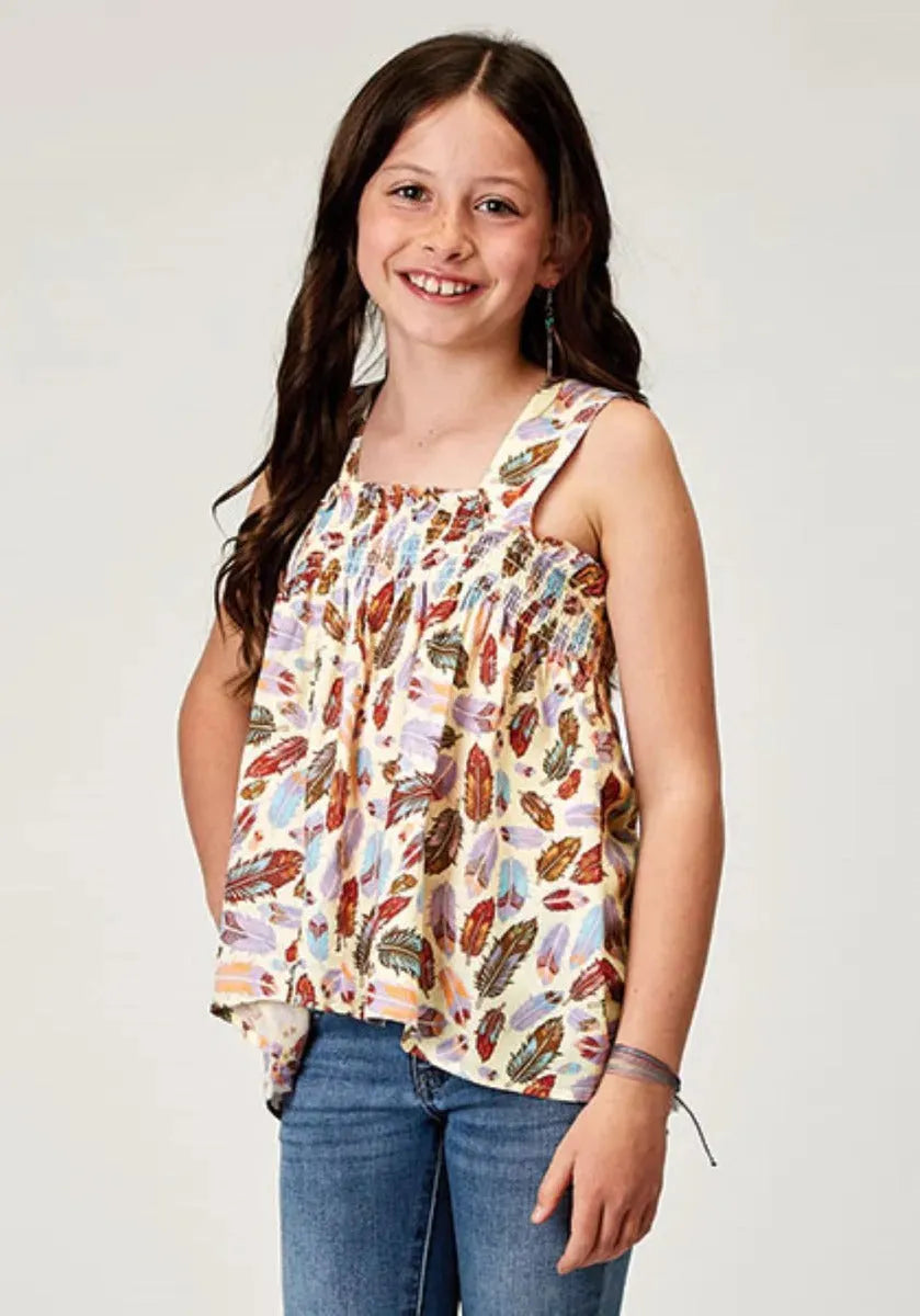 Roper Feather Toss (Multi) - Girl's Western Tank - Hatcountry