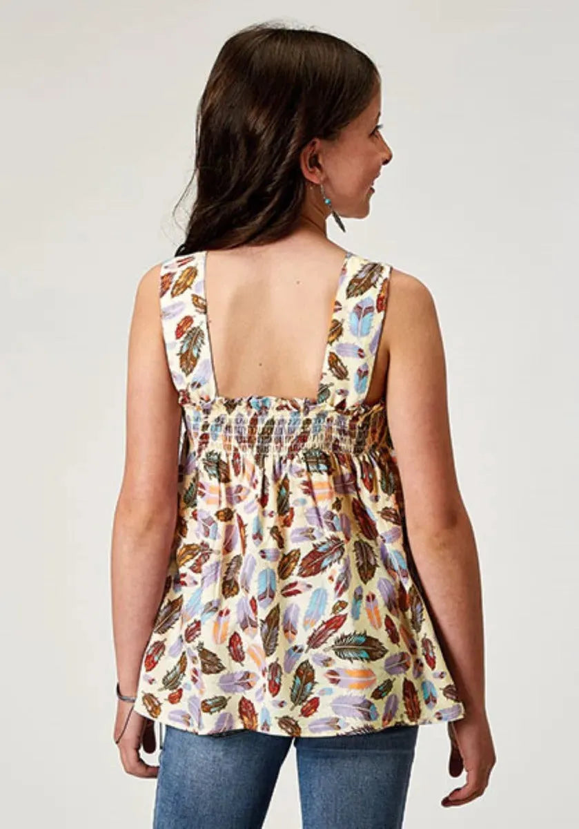 Roper Feather Toss (Multi) - Girl's Western Tank - Hatcountry
