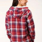 Roper Thermal Flannel Hoodie (Wine) - Women's Flannel Button Down Hoodie Sweatshirt - Hatcountry