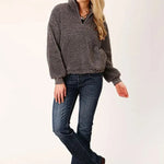 Roper Cropped Polar Fleece Pullover (Grey) - Women's Fleece Pullover - Hatcountry