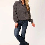 Roper Cropped Polar Fleece Pullover (Grey) - Women's Fleece Pullover - Hatcountry