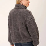 Roper Cropped Polar Fleece Pullover (Grey) - Women's Fleece Pullover - Hatcountry