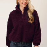 Roper Cropped Polar Fleece Pullover (Wine) - Women's Fleece Pullover - Hatcountry