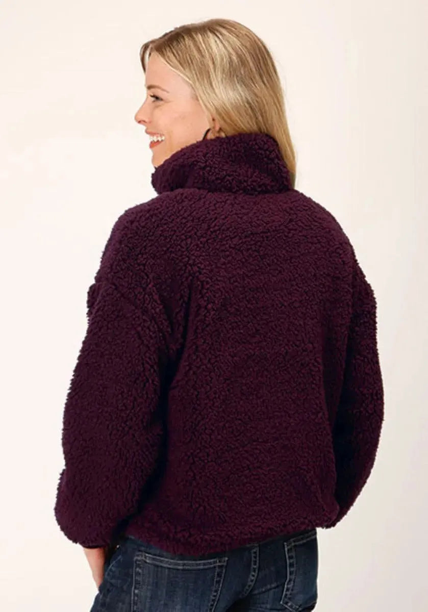Roper Cropped Polar Fleece Pullover (Wine) - Women's Fleece Pullover - Hatcountry