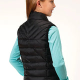 Roper Girl's Lightweight Puffer Vest (Black) - Children's Vest