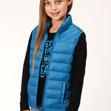 Roper Girl's Lightweigth Puffer Vest (Teal) - Children's Vest