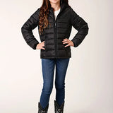 Roper Girl's Lightweigth Hooded Puffer Coat (Black) - Children's Jacket