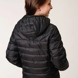 Roper Girl's Lightweigth Hooded Puffer Coat (Black) - Children's Jacket