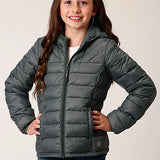 Roper Girl's Lightweight Hooded Puffer Coat (Sage) - Children's Jacket