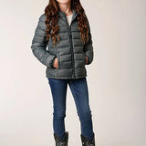 Roper Girl's Lightweight Hooded Puffer Coat (Sage) - Children's Jacket