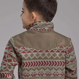 Roper Boy's Aztec Print Microfleece Pullover (Olive/Red) - Children's Jacket