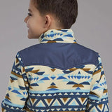 Roper Boy's Aztec Print Microfleece Pullover (Cream/Navy) - Children's Jacket