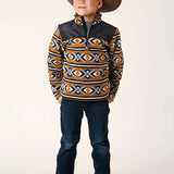 Roper Boy's Aztec Print Microfleece Pullover (Orange/Black) - Children's Jacket