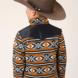 Roper Boy's Aztec Print Microfleece Pullover (Orange/Black) - Children's Jacket