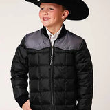 Roper Boy's Polyfill Puffer Coat (Black/Grey) - Children's Jacket