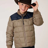 Roper Boy's Polyfill Puffer Coat (Khaki/Navy) - Children's Jacket