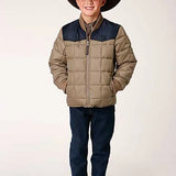 Roper Boy's Polyfill Puffer Coat (Khaki/Navy) - Children's Jacket