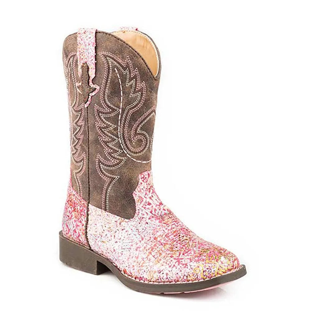 Roper Glitter Aztec - Little Kids Cowgirl Boots - Hatcountry
