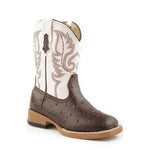 Roper Bump (White/Brown) - Toddler Cowboy Boots - Hatcountry