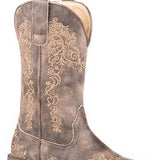 Roper Riley Scroll Stockman (Brown) - Women's Cowgirl Boot