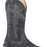 Roper Riley Scroll Stockman (Black) - Women's Cowgirl Boot