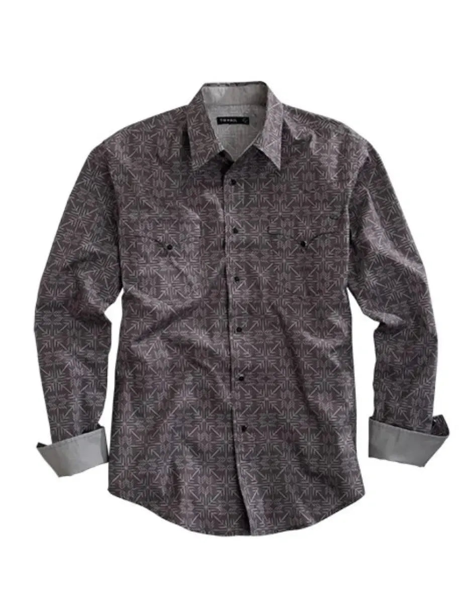 Tin Haul Arrow Points Print Long Sleeve (Grey) - Men's Western Shirt - Hatcountry