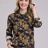 Tin Haul 2565 Cowboy Print (Black) - Women's Western Shirt