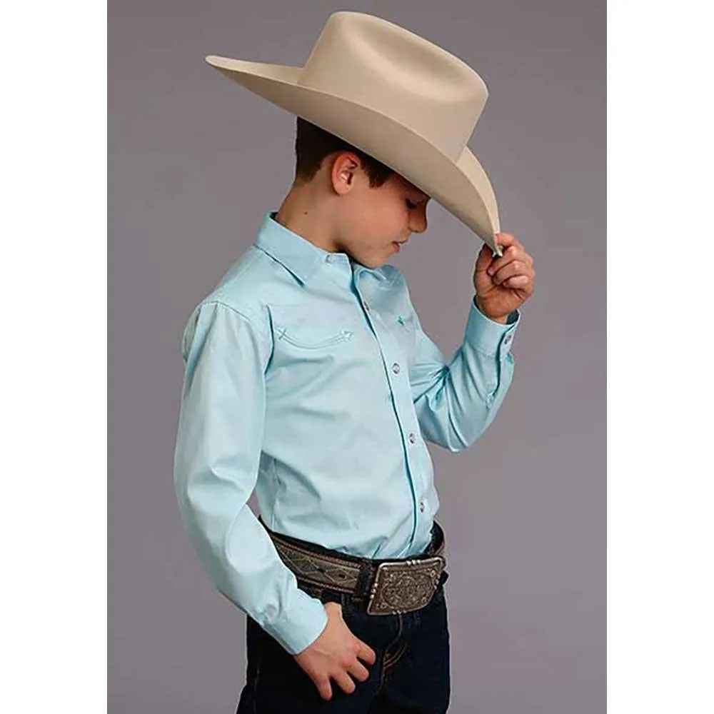 Stetson Pinpoint Oxford (Aqua) - Boy's Western Shirt - Hatcountry