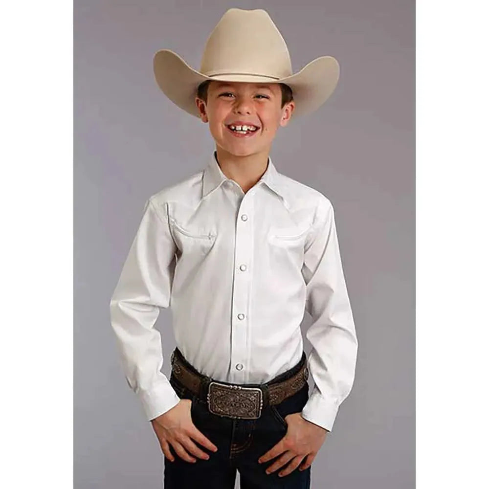 Stetson Pinpoint Oxford (White) - Boy's Western Shirt - Hatcountry
