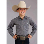Stetson End on End (Navy) - Boy's Western Shirt - Hatcountry