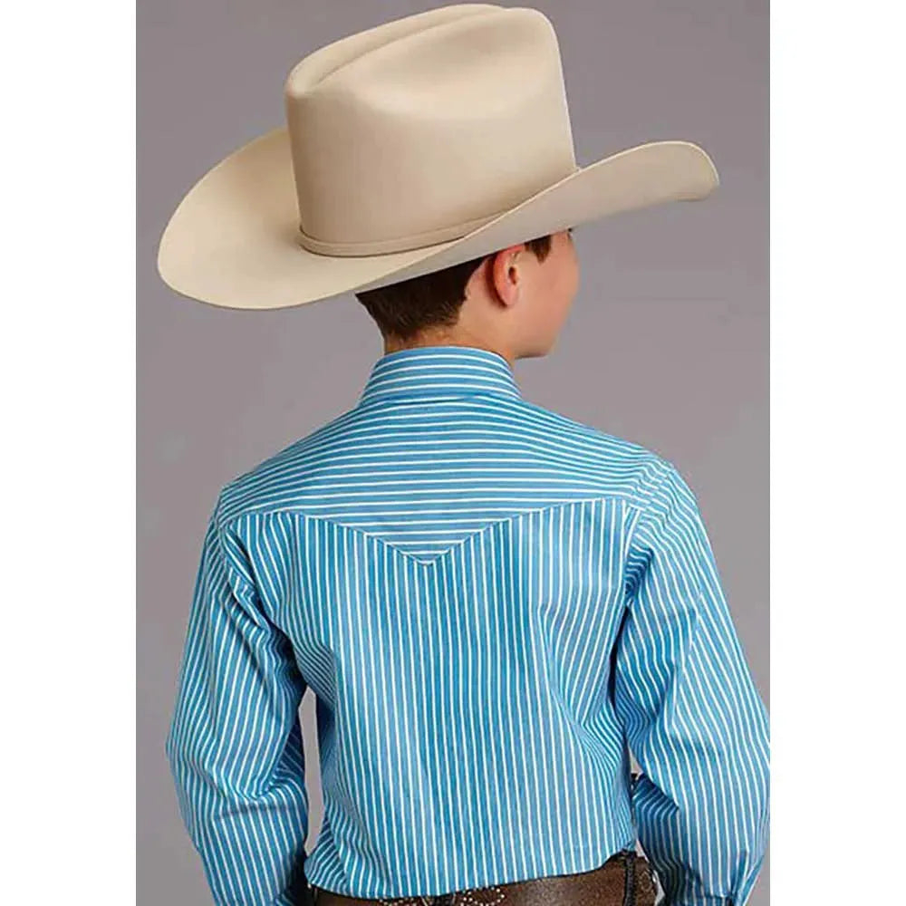 Stetson Candy Strip (Turquoise/White) - Boy's Western Shirt - Hatcountry