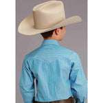 Stetson Candy Strip (Turquoise/White) - Boy's Western Shirt - Hatcountry