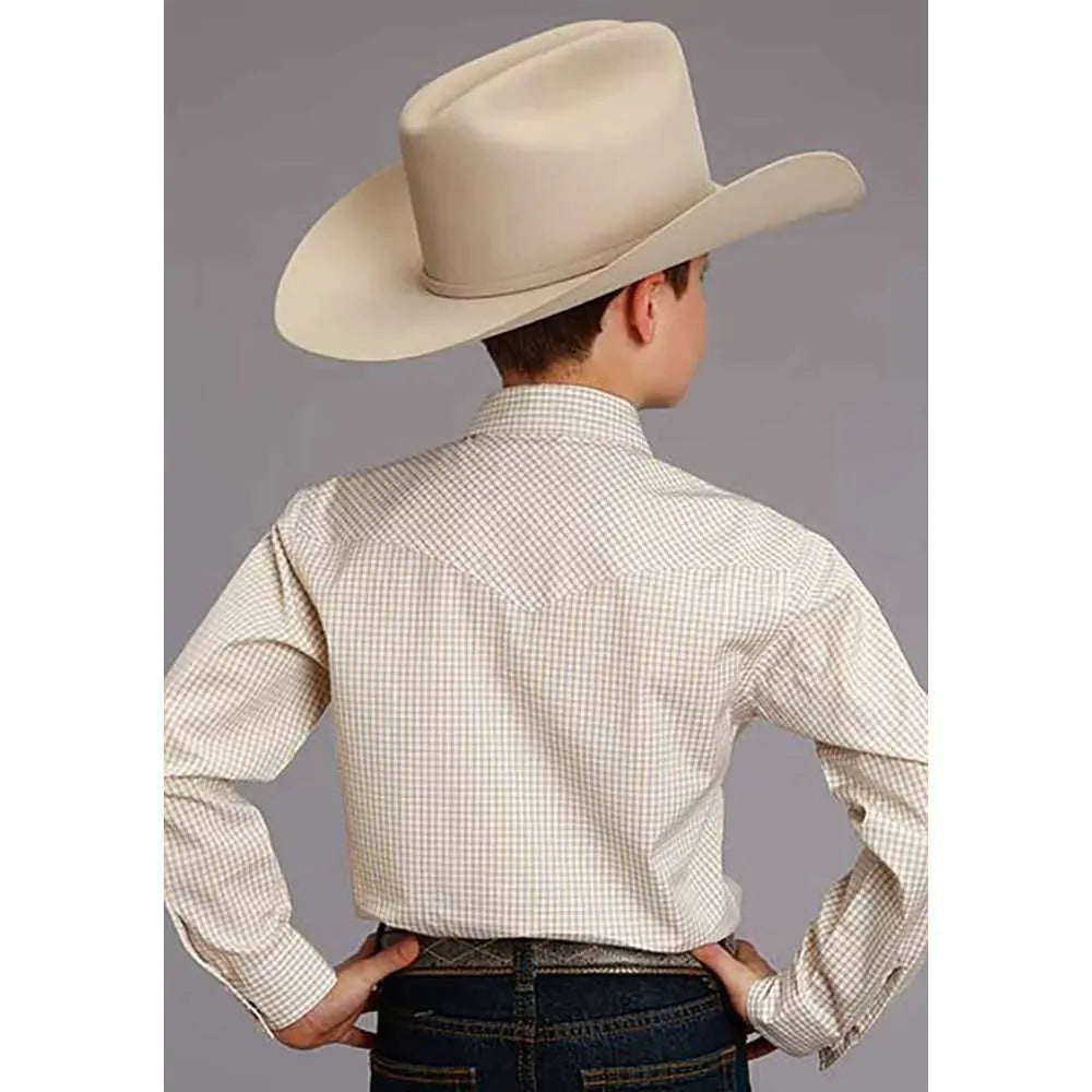 Stetson Two Stripe Check (Yellow/Gold/White) - Boy's Western Shirt - Hatcountry