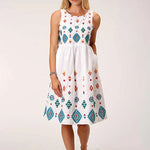 Stetson Bright Schiffli (White) - Women's Sleeveless Cotton Lawn Dress - Hatcountry