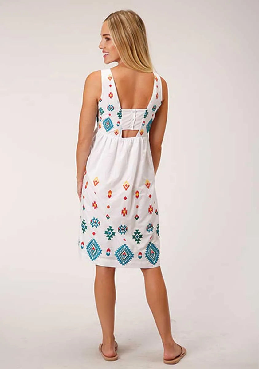 Stetson Bright Schiffli (White) - Women's Sleeveless Cotton Lawn Dress - Hatcountry