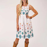 Stetson Bright Schiffli (White) - Women's Sleeveless Cotton Lawn Dress - Hatcountry