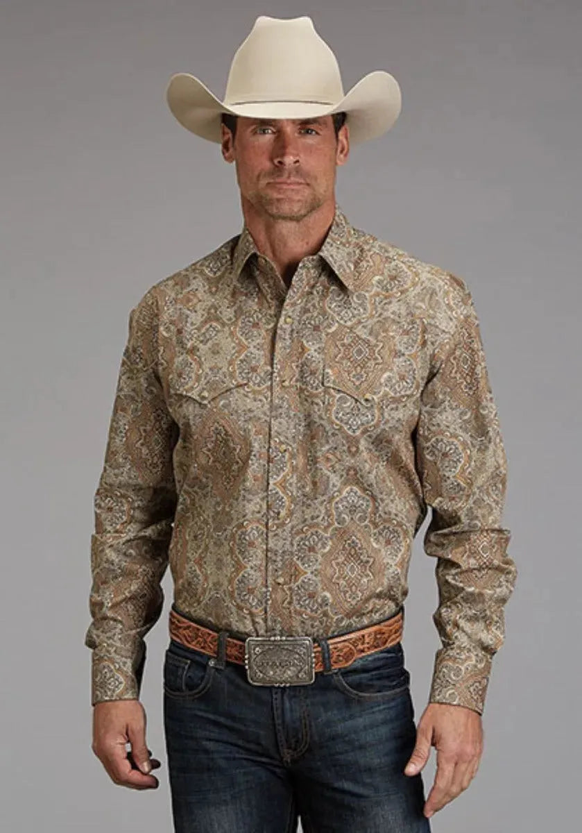 Stetson Desert Paisley (Brown) - Men's Western Shirt - Hatcountry