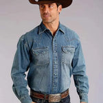 Stetson Denim Drift (Blue) - Men's Western Shirt - Hatcountry