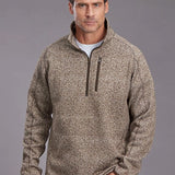 Stetson 2329 Herringbone 1/4 Zip (Brown) - Men's Sweater