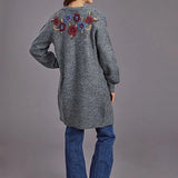 Stetson 2264 Embroidered Cardigan (Grey) - Women's Sweater